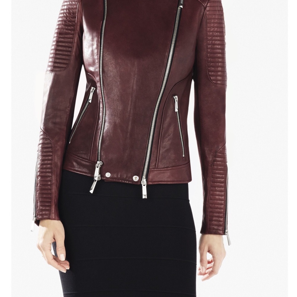 Bcbg Burgundy Leather Jacket - Picture 2 of 3